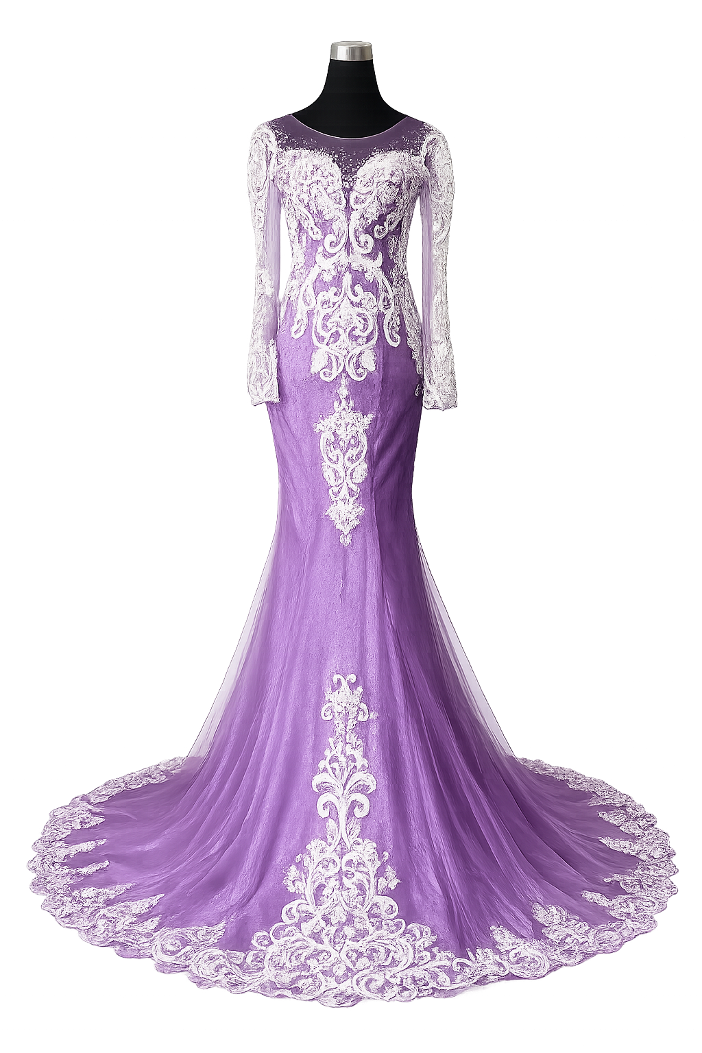 Lilac Lace Mermaid Gown