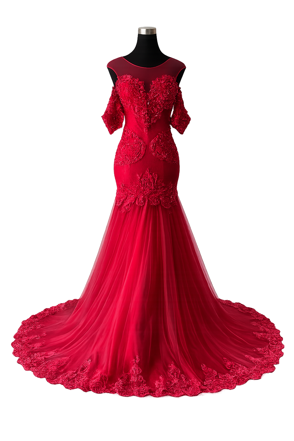 Red Lace Mermaid Gown