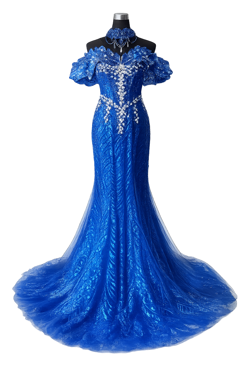 Royal Blue Crystal Mermaid Gown